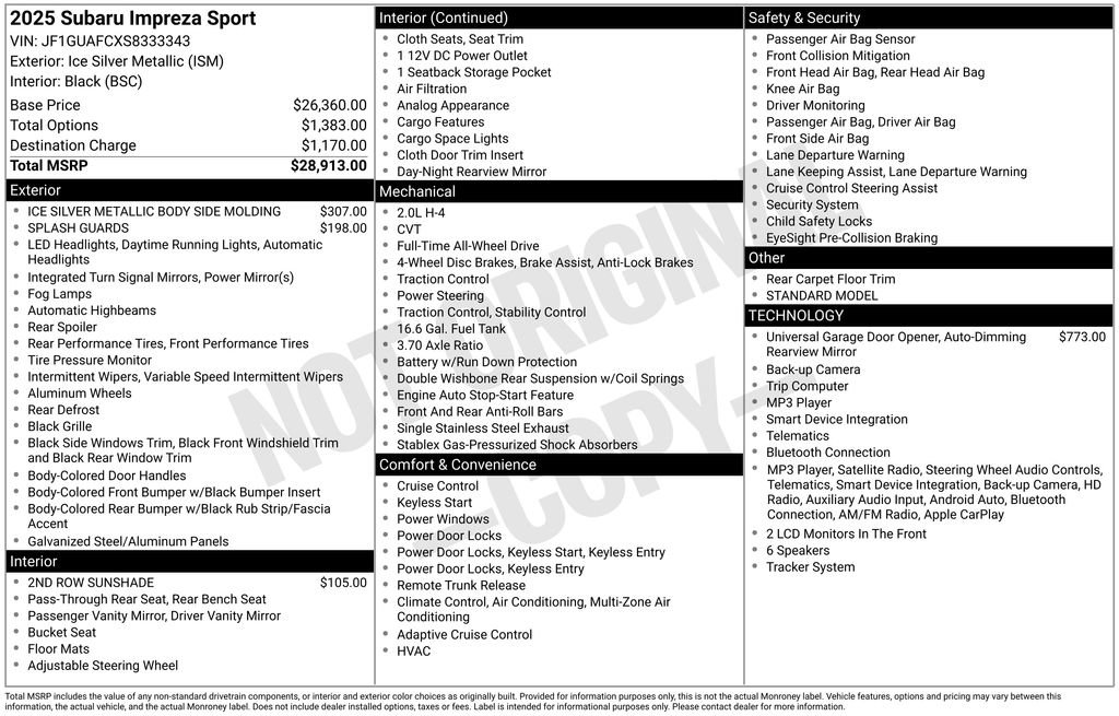 Certified 2025 Subaru Impreza 2.0i Sport AWD/4WD image 26
