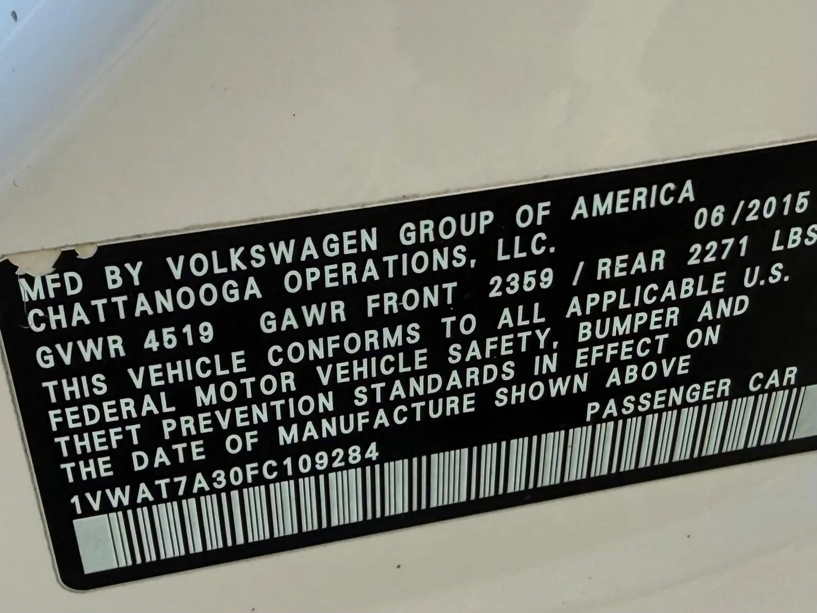 Used 2015 Volkswagen Passat 1.8T S image 15