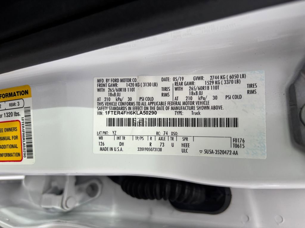 Used 2019 Ford Ranger Lariat w/ Equipment Group 501A Mid image 34