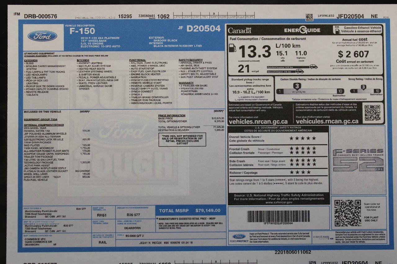 Used 2018 Ford F150 Platinum w/ Technology Package AWD/4WD image 54
