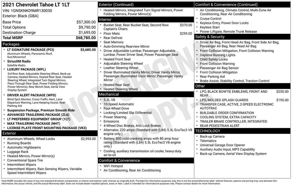 Used 2021 Chevrolet Tahoe LT w/ LT Signature Package AWD/4WD image 11
