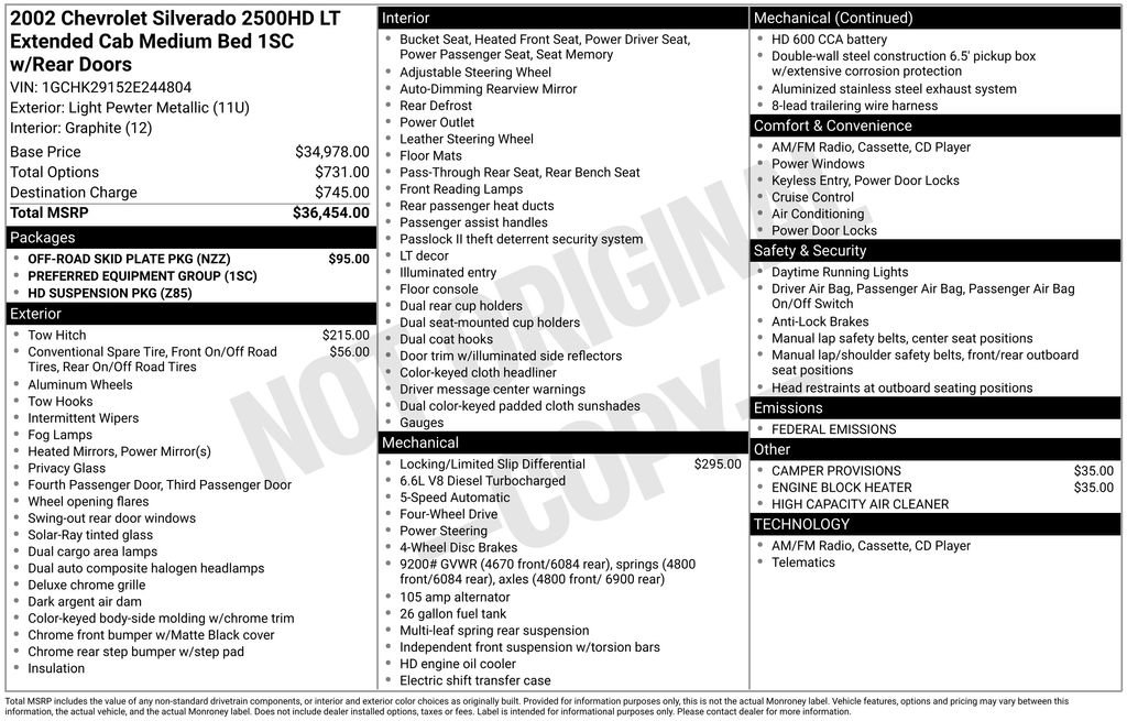 Used 2002 Chevrolet Silverado 2500 LT w/ Off-Road Skid Plate Pkg image 25