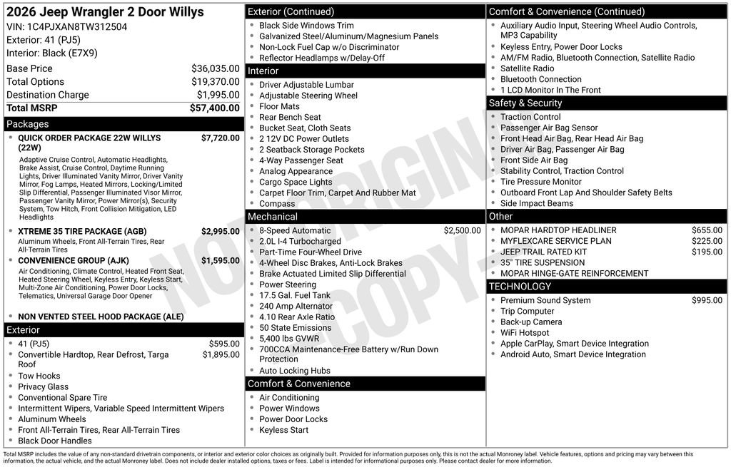 New 2026 Jeep Wrangler Sport AWD/4WD image 6