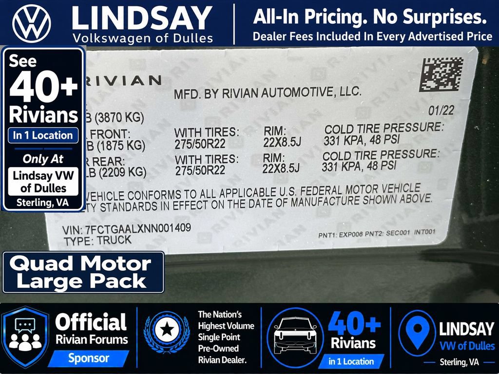 Used 2022 Rivian R1T Launch Edition AWD/4WD image 30