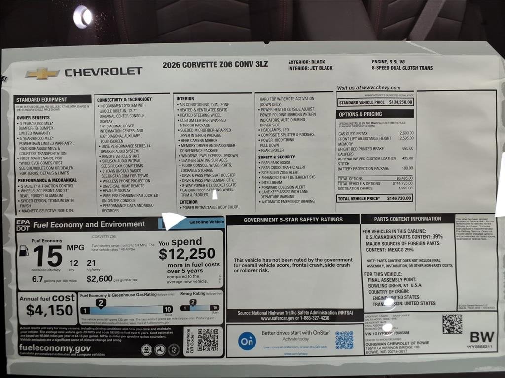 New 2026 Chevrolet Corvette Z06 w/ Battery Protection Package image 27