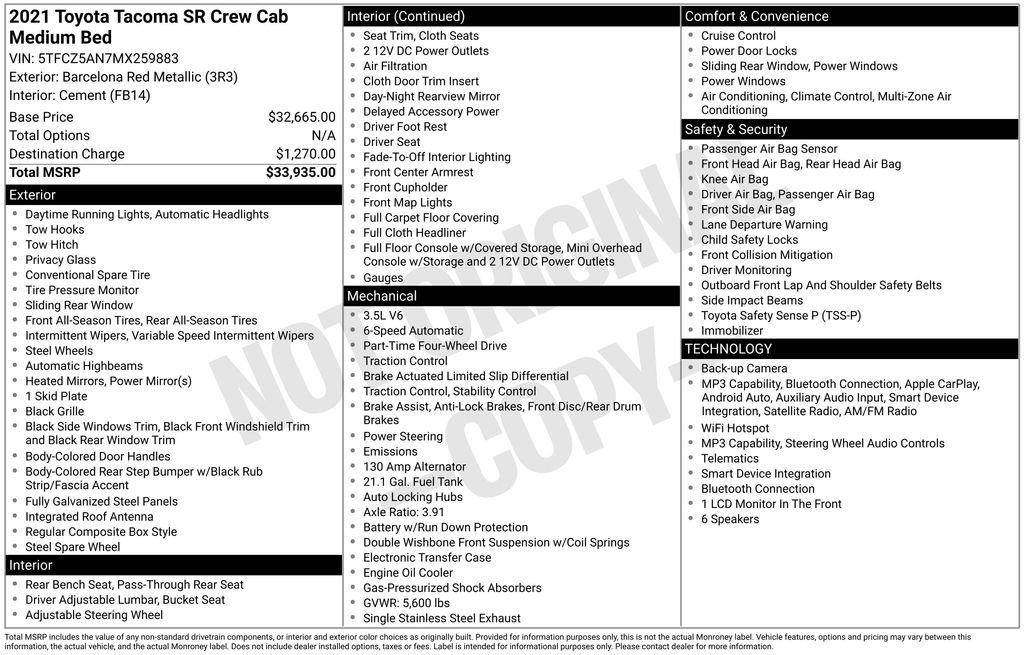 Used 2021 Toyota Tacoma SR AWD/4WD image 32