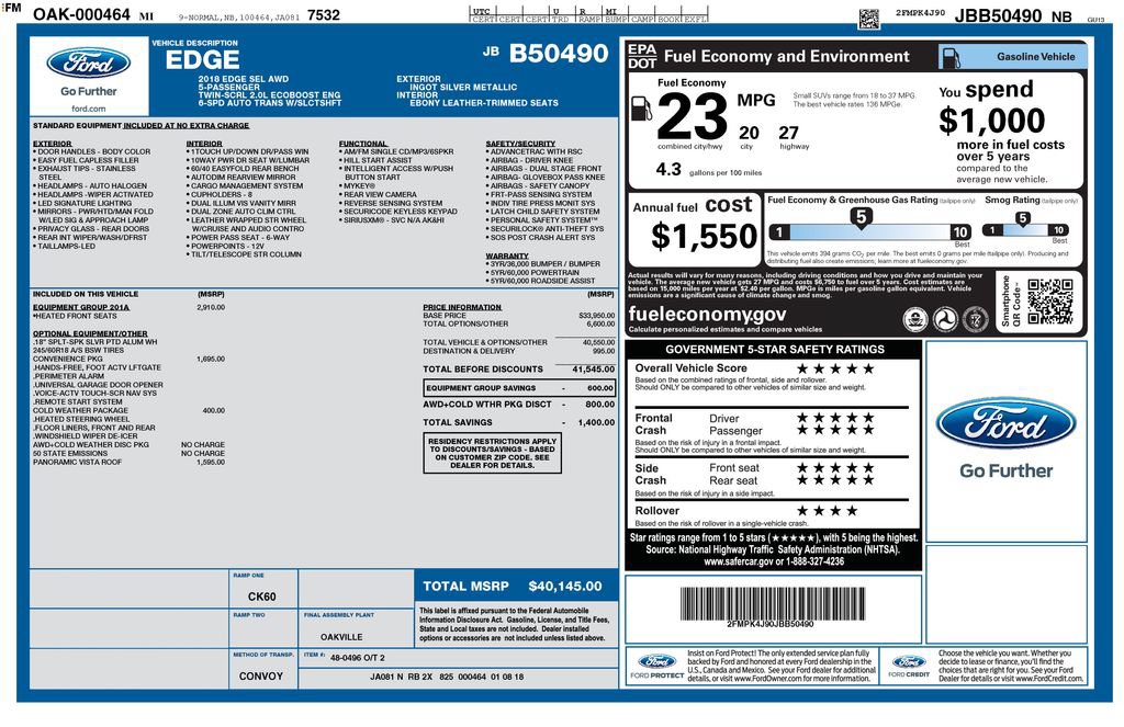 Used 2018 Ford Edge SEL w/ Equipment Group 201A AWD/4WD image 4