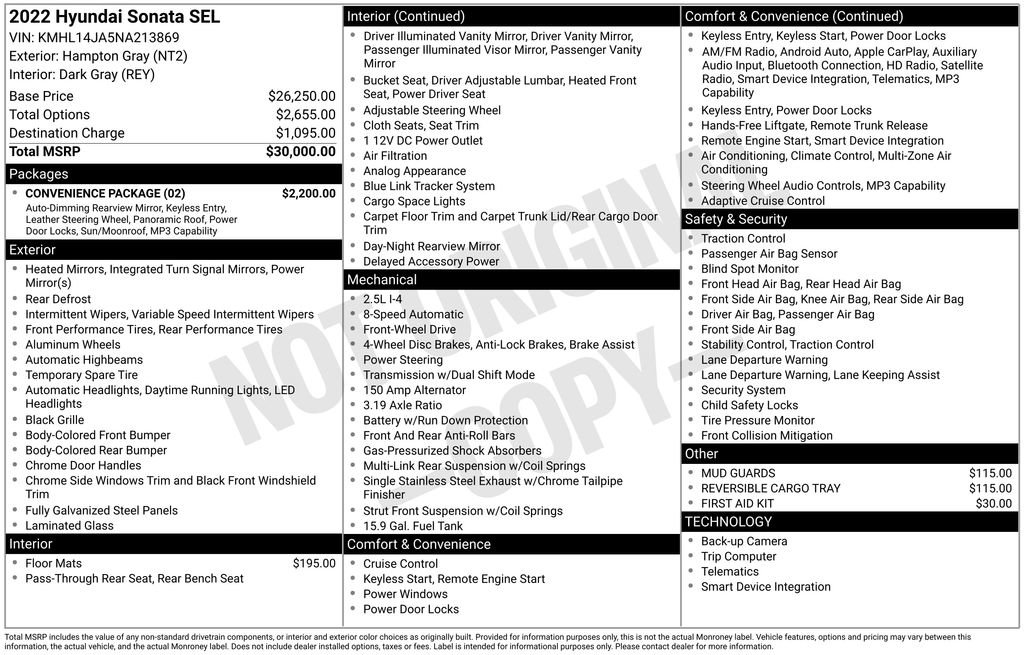 Used 2022 Hyundai Sonata SEL w/ Convenience Package image 3