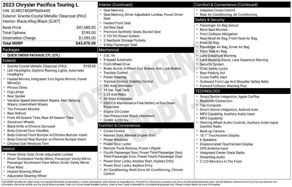 Used 2023 Chrysler Pacifica Touring-L FWD image 19