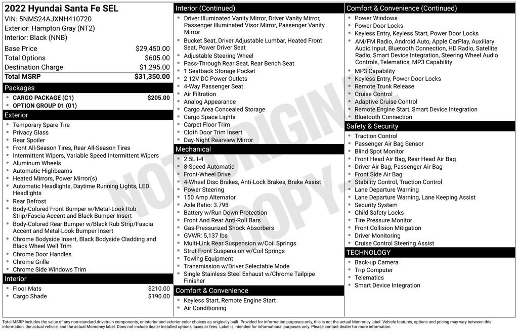 Used 2022 Hyundai Santa Fe SEL w/ Cargo Package FWD image 6