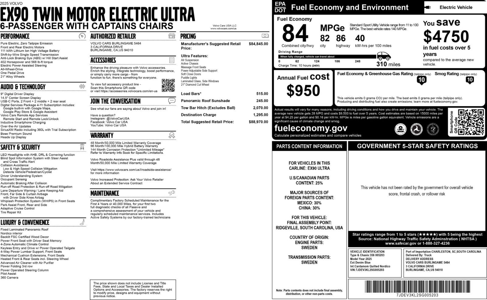 Used 2025 Volvo EX90 Ultra AWD/4WD image 54