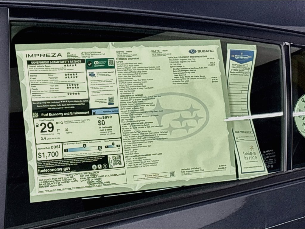 New 2026 Subaru Impreza 2.0i Sport AWD/4WD image 24
