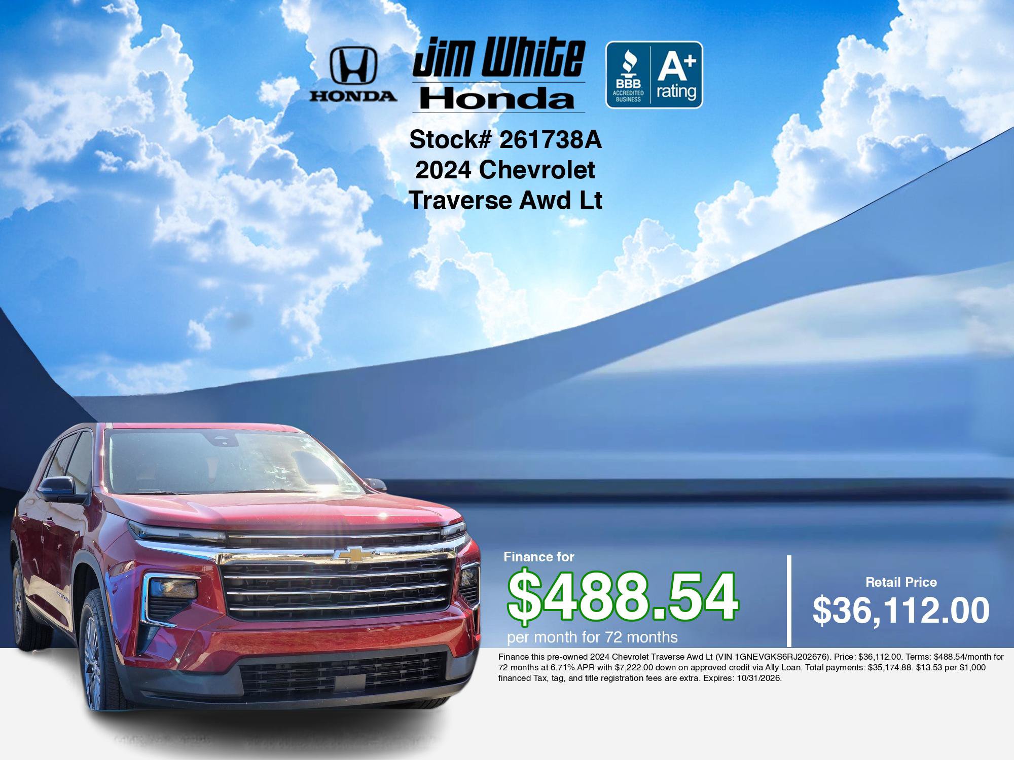 Used 2024 Chevrolet Traverse LT w/ Enhanced Driving Package AWD/4WD image 5
