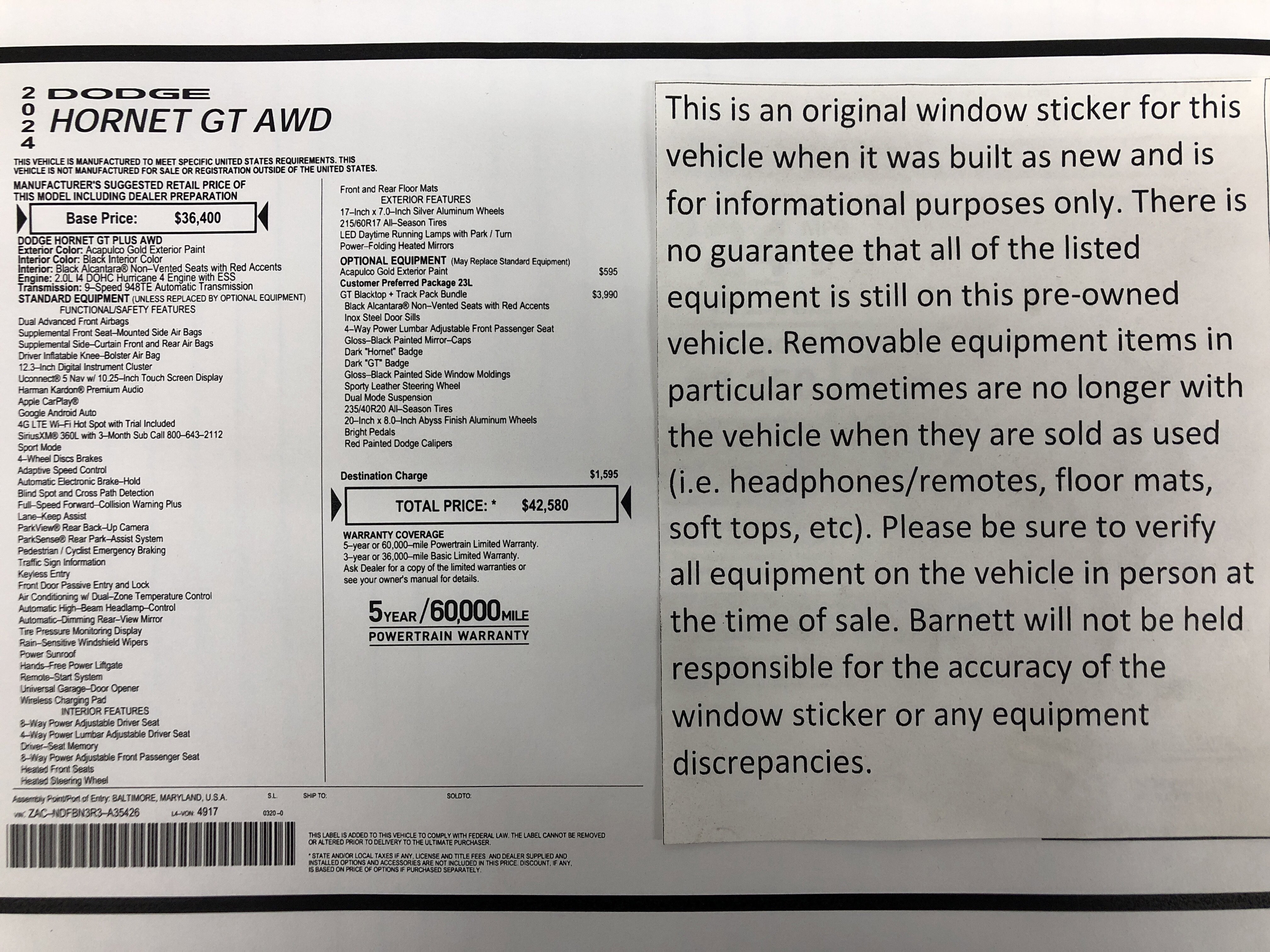 Certified 2024 Dodge Hornet GT Plus image 2
