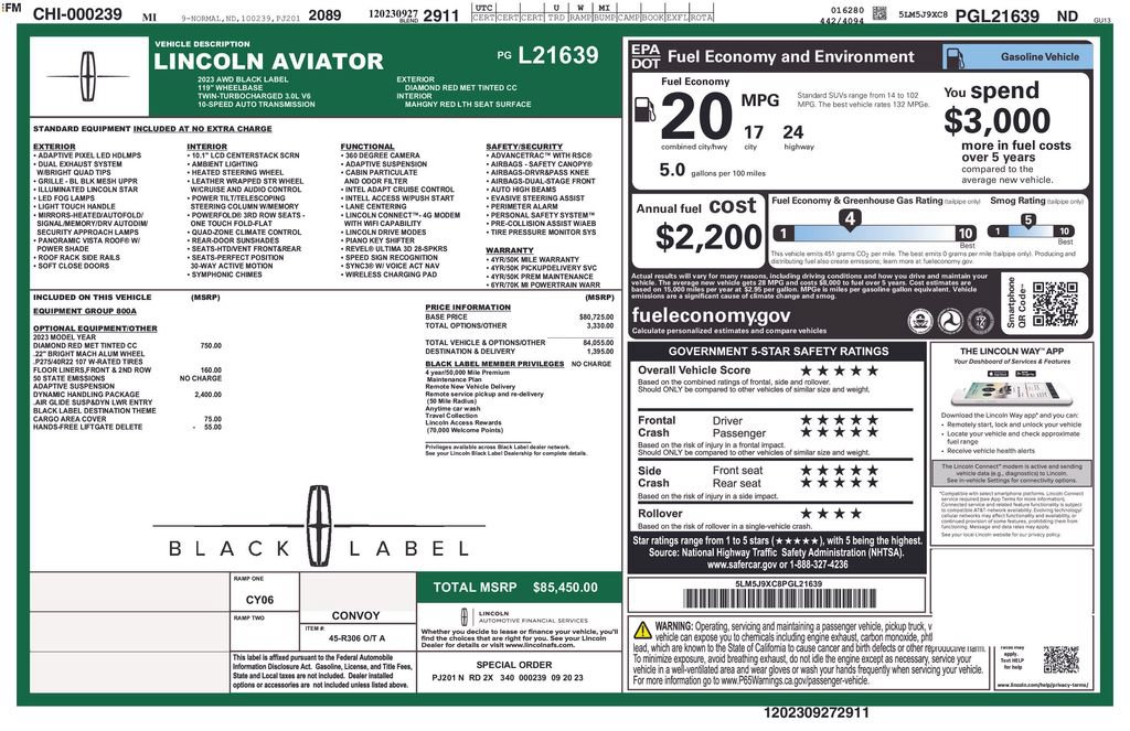 Certified 2023 Lincoln Aviator Black Label w/ Dynamic Handling Package AWD/4WD image 3