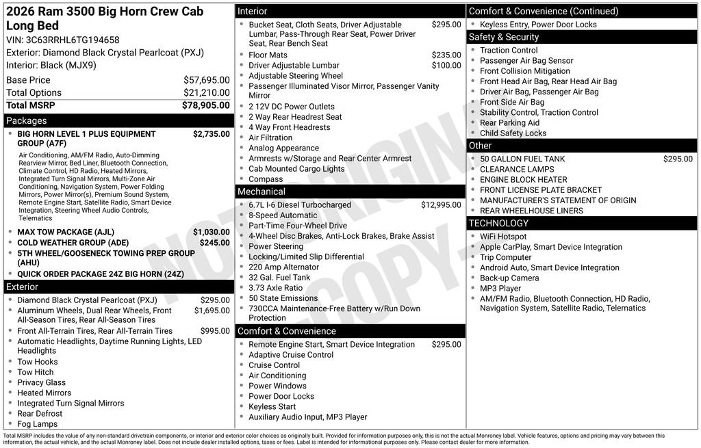 New 2026 RAM 3500 Big Horn image 2