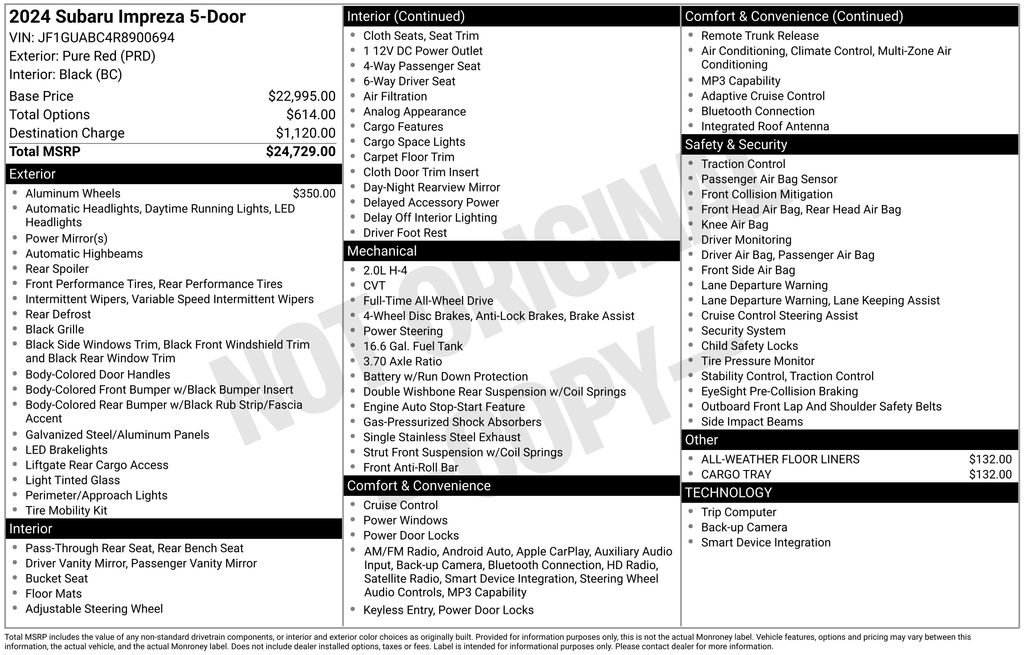Used 2024 Subaru Impreza 2.0i image 6