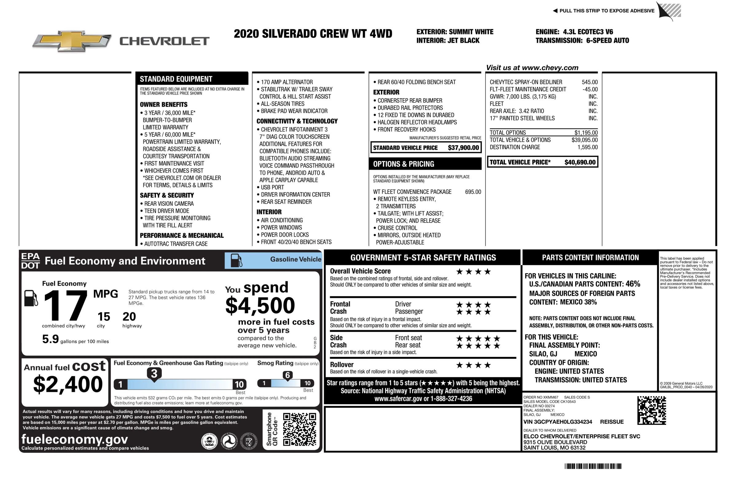 Used 2020 Chevrolet Silverado 1500 W/T w/ WT Fleet Convenience Package image 6