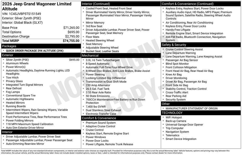 New 2026 Jeep Grand Wagoneer Limited AWD/4WD image 33