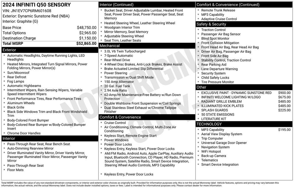 Used 2024 INFINITI Q50 Sensory image 40