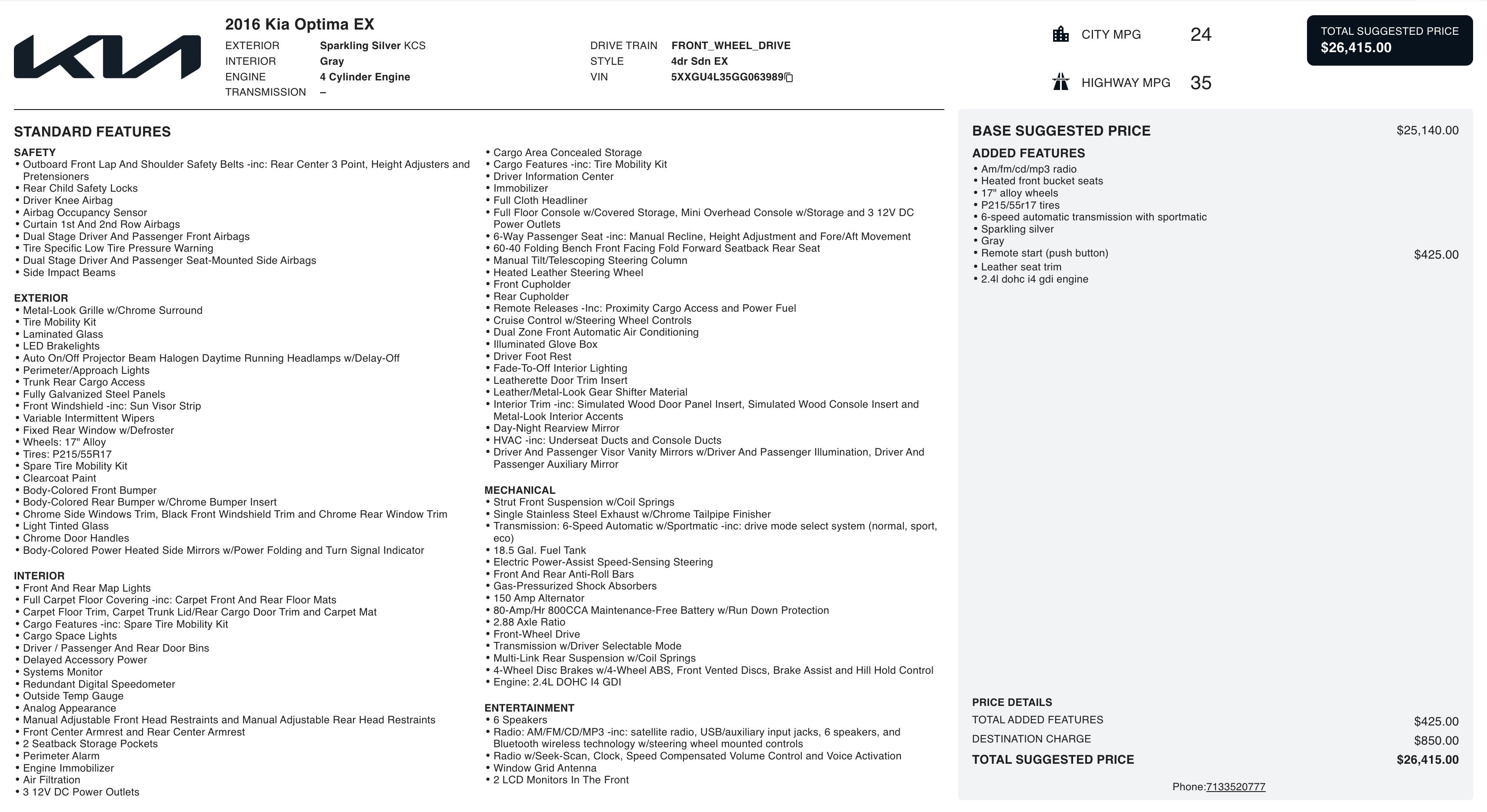 Used 2016 Kia Optima EX image 2