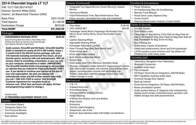 Used 2014 Chevrolet Impala LT w/ Convenience Package FWD image 33