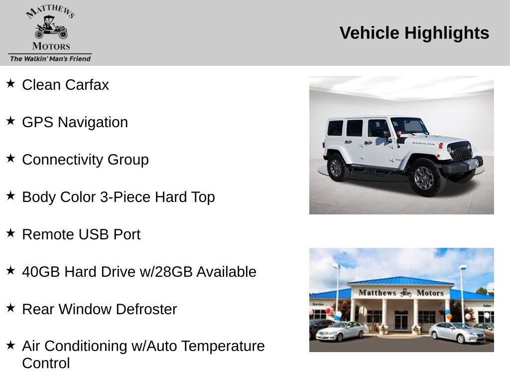 Used 2017 Jeep Wrangler Unlimited Rubicon w/ Connectivity Group AWD/4WD image 14