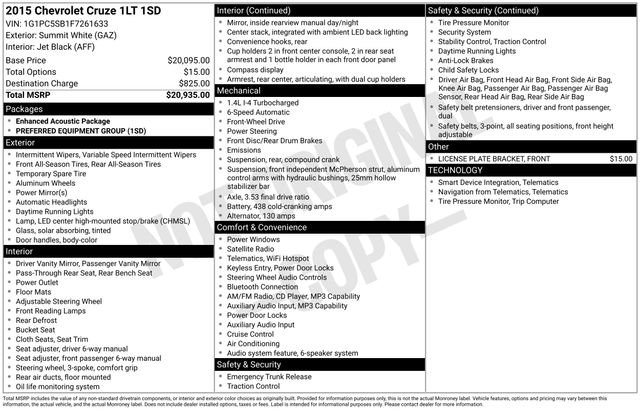 Used 2015 Chevrolet Cruze LT image 1