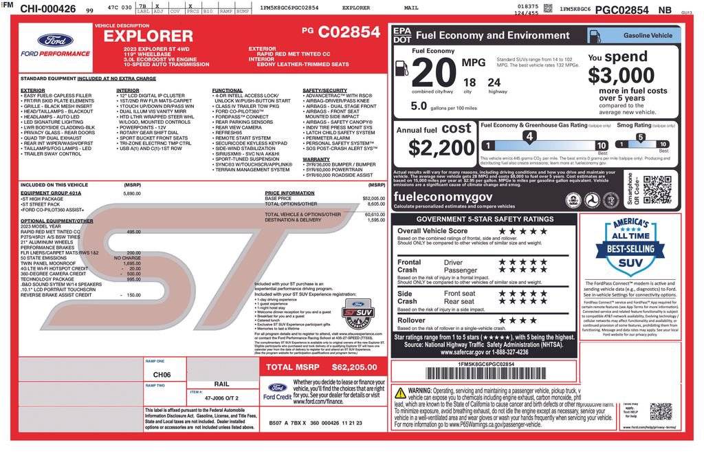 Used 2023 Ford Explorer ST w/ Equipment Group 401A AWD/4WD image 5