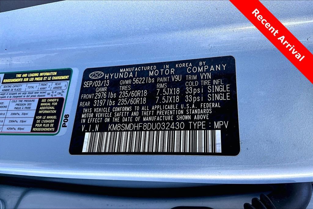 Used 2013 Hyundai Santa Fe GLS w/ Popular Equipment Pkg image 9