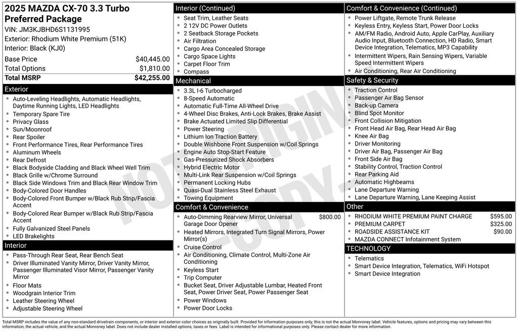 New 2025 MAZDA CX-70 3.3 Turbo w/ Preferred Package image 3