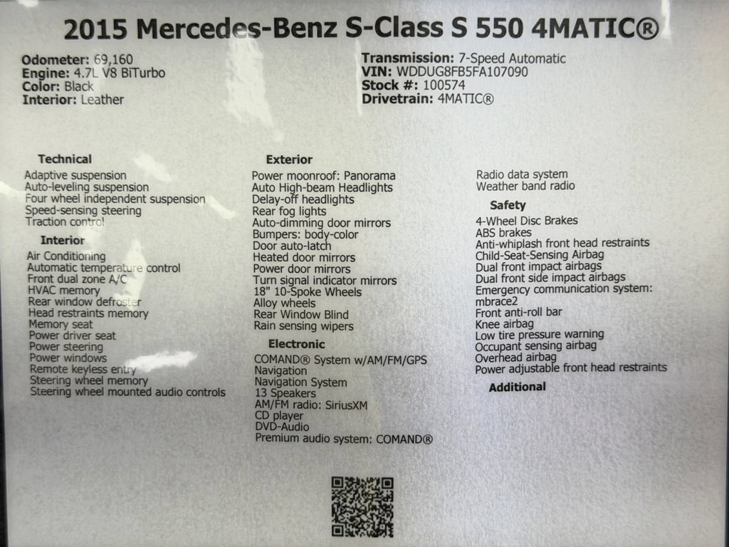 Used 2015 Mercedes-Benz S 550 4MATIC Sedan image 49