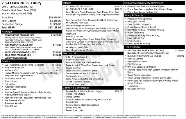 Used 2024 Lexus RX 350 AWD w/ Convenience Package image 36