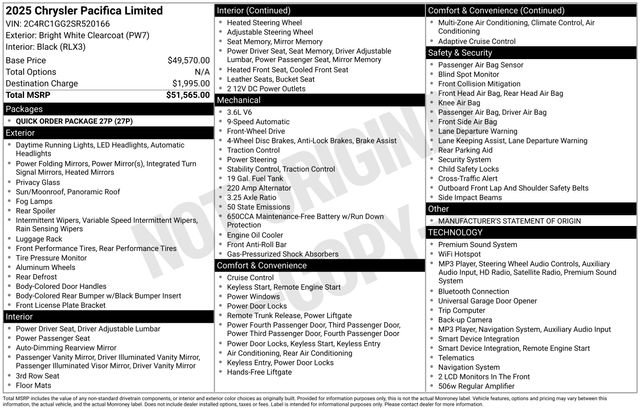 Used 2025 Chrysler Pacifica Limited FWD image 1