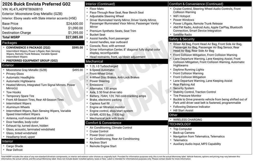 New 2026 Buick Envista Preferred w/ Convenience II Package image 5