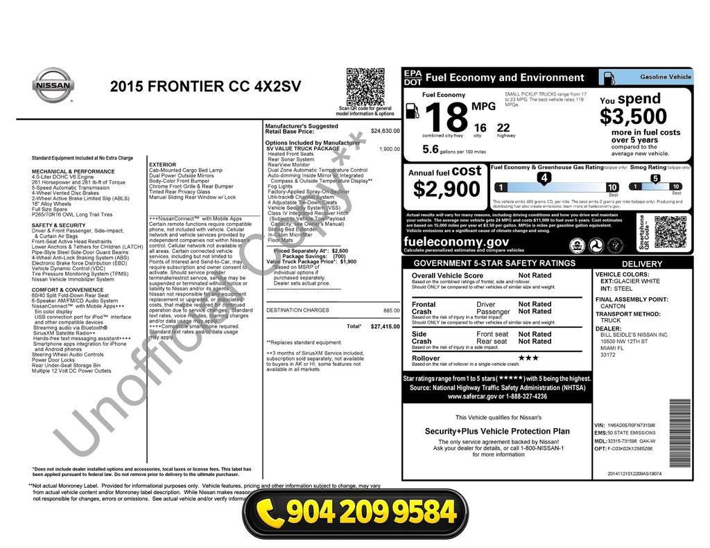 Used 2015 Nissan Frontier SV w/ SV Value Truck Package RWD image 24