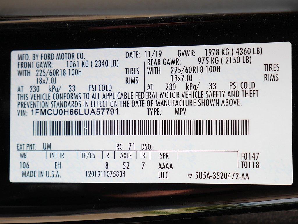 Used 2020 Ford Escape SEL FWD image 63