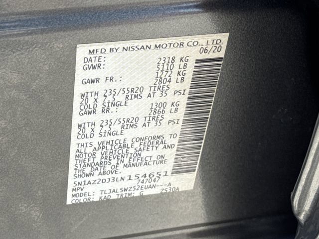 Used 2020 Nissan Murano Platinum w/ Cargo Package FWD image 34