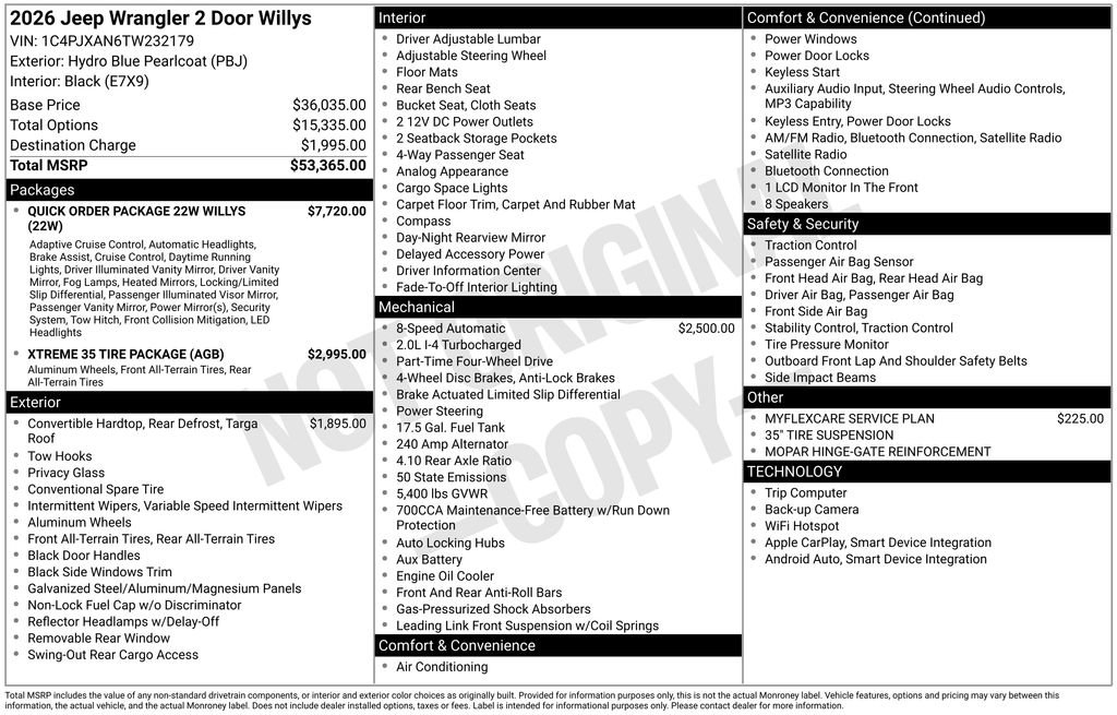 New 2026 Jeep Wrangler Sport AWD/4WD image 26