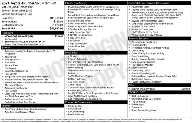 Used 2021 Toyota 4Runner SR5 Premium w/ Moonroof Package image 34