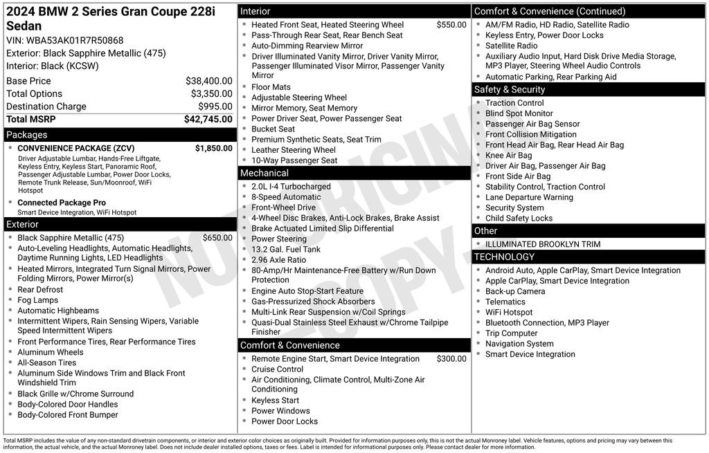 Used 2024 BMW 228i Gran Coupe 228i w/ Convenience Package image 48