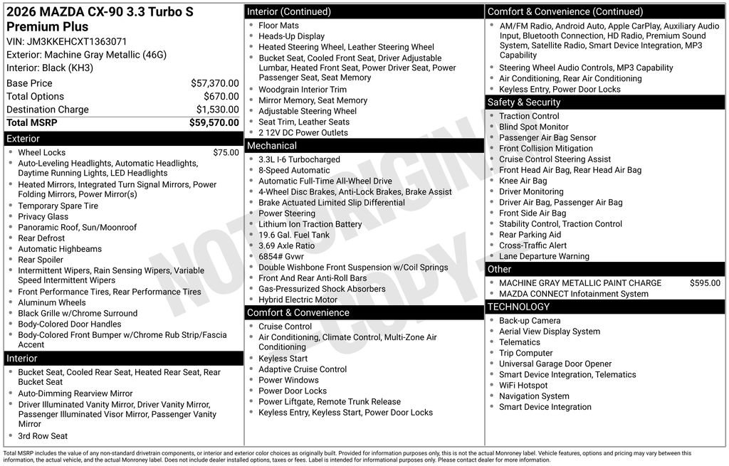 New 2026 MAZDA CX-90 3.3 Turbo S w/ Premium Plus image 6