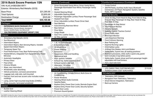 Used 2016 Buick Encore Premium w/ Experience Buick Package image 33