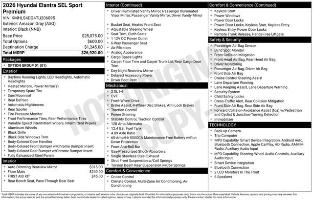 New 2026 Hyundai Elantra SEL Sport Premium FWD image 27