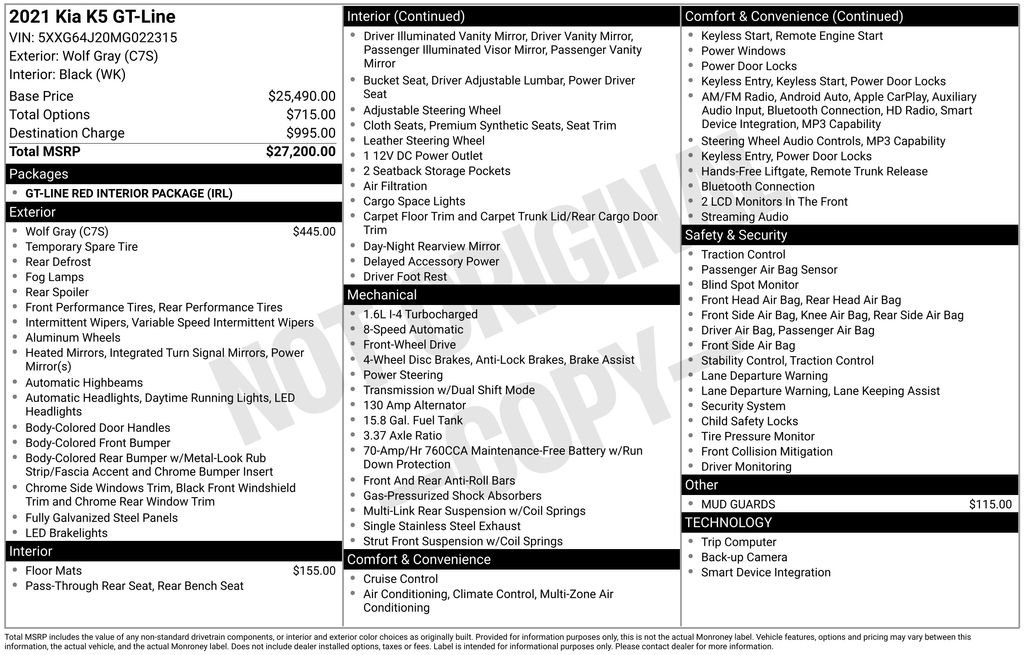 Used 2021 Kia K5 GT-Line FWD image 2