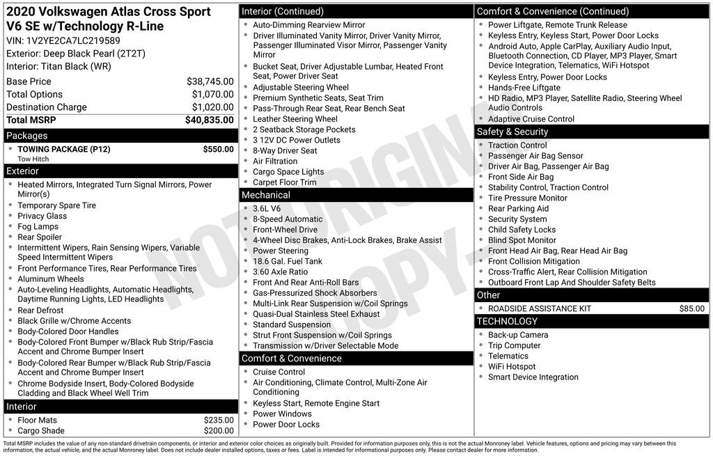 Used 2020 Volkswagen Atlas Cross Sport SE w/ Towing Package image 10