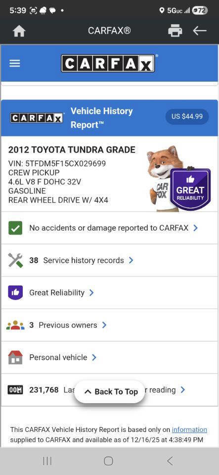 Used 2012 Toyota Tundra 4x4 CrewMax image 18