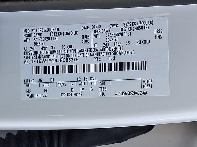 Used 2018 Ford F150 Lariat w/ Equipment Group 502A Luxury AWD/4WD image 30