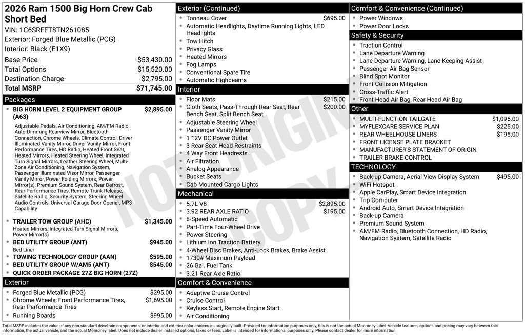 New 2026 RAM 1500 Big Horn AWD/4WD image 6