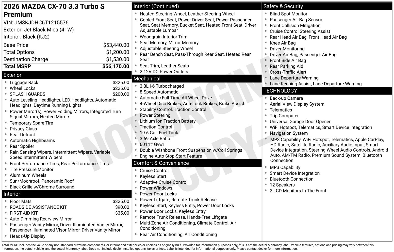 New 2026 MAZDA CX-70 3.3 Turbo S w/ Premium Package AWD/4WD image 22